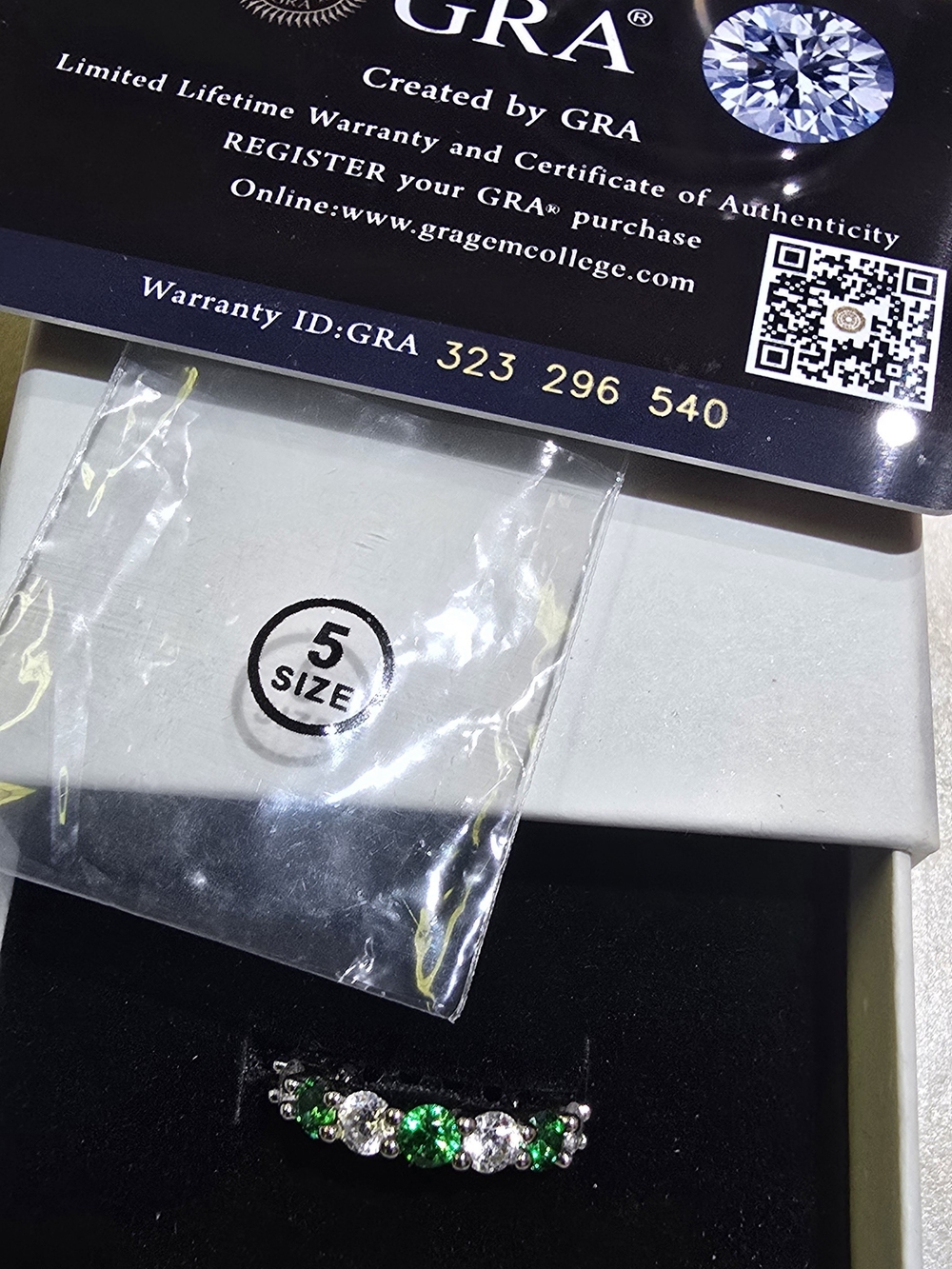 Green and Clear Stone Ring - Size 5